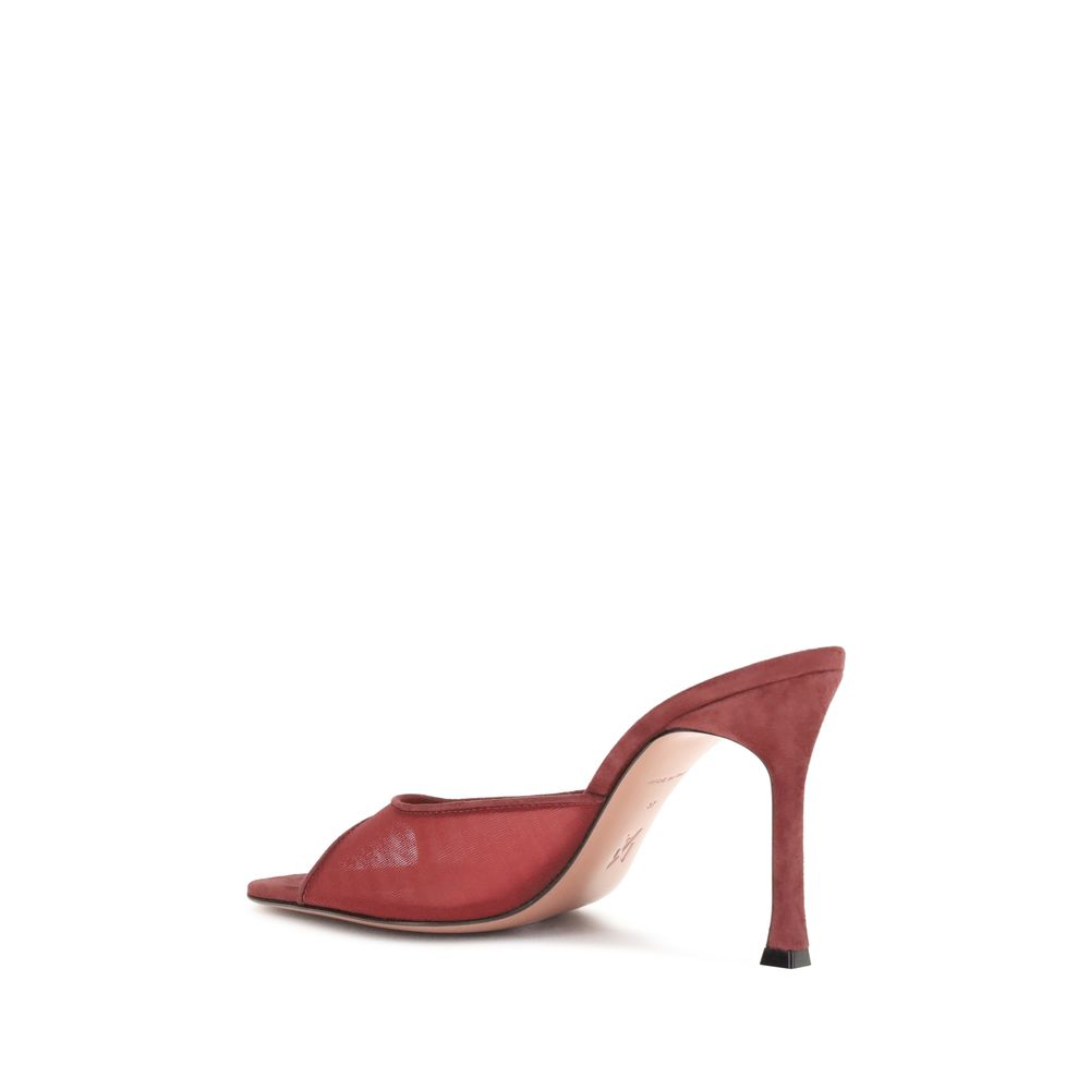 Red Polyester Stiletto Heel Sandals Shoes Amina Muaddi