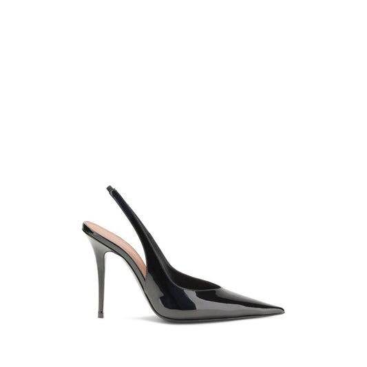 Black Leather Pumps Shoes Amina Muaddi