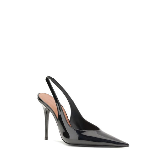 Black Leather Pumps Shoes Amina Muaddi