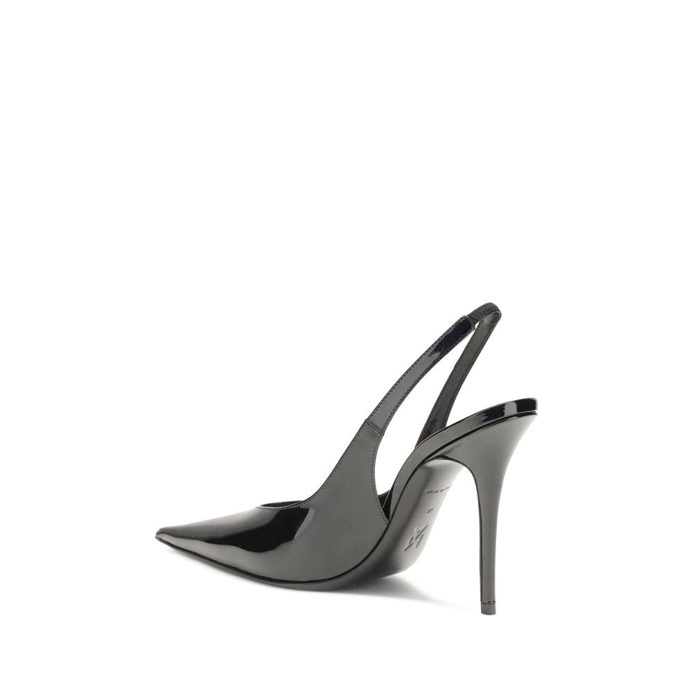 Black Leather Pumps Shoes Amina Muaddi