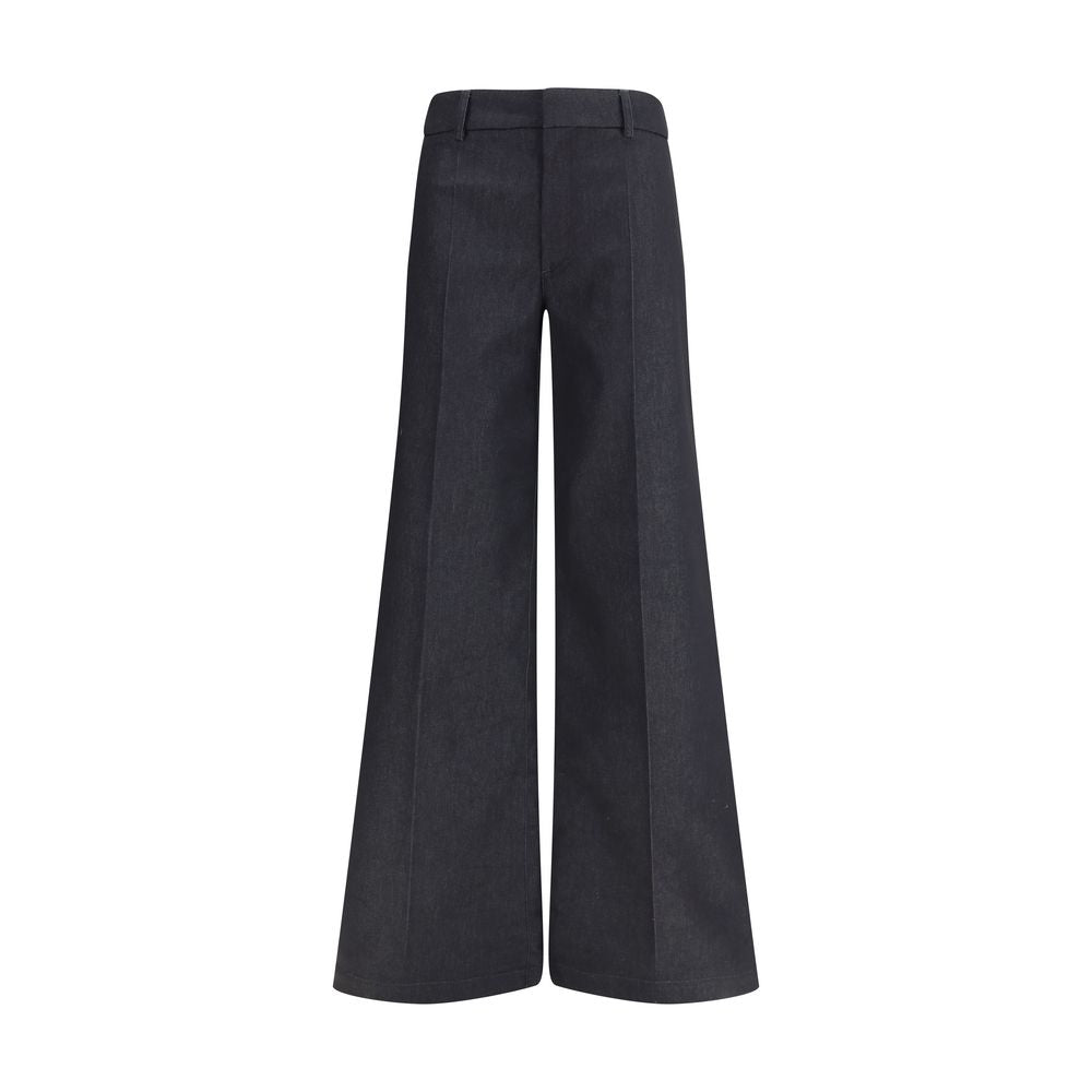Black Polyester Flared Pants Pants Darkpark