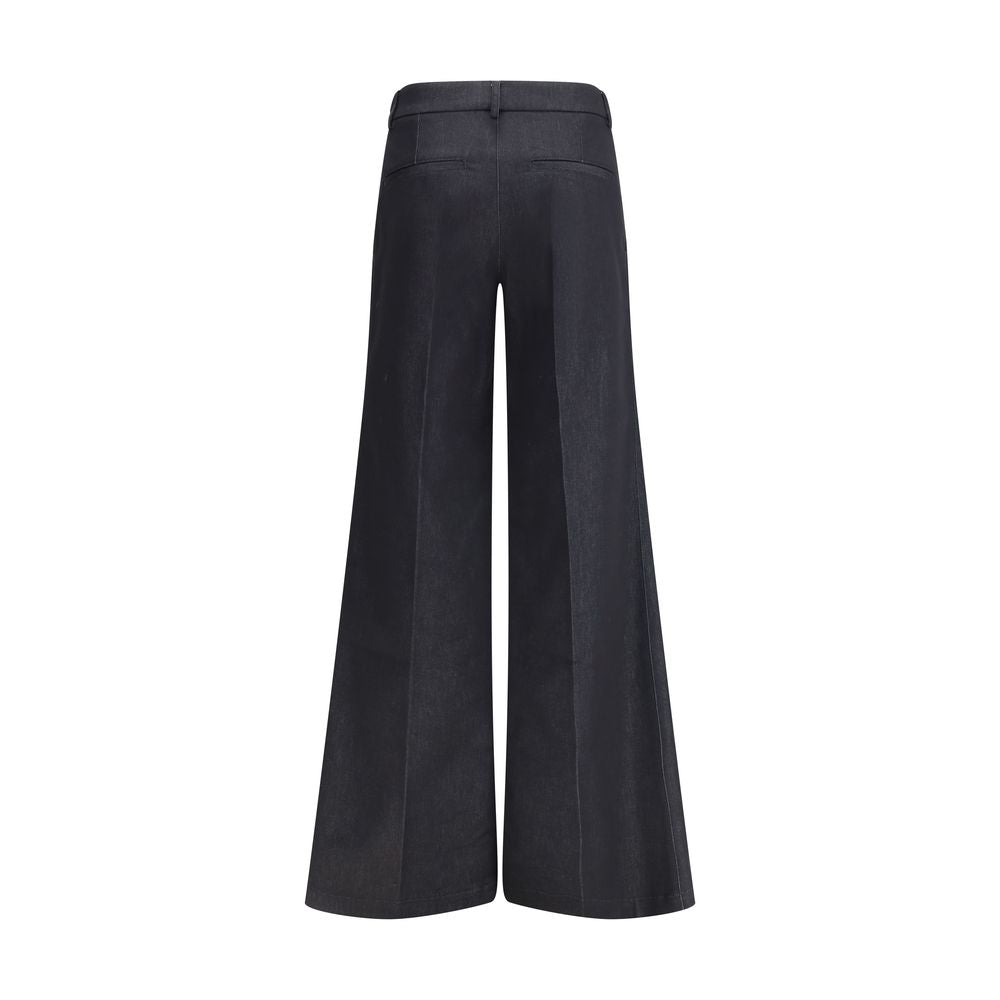Black Polyester Flared Pants Pants Darkpark