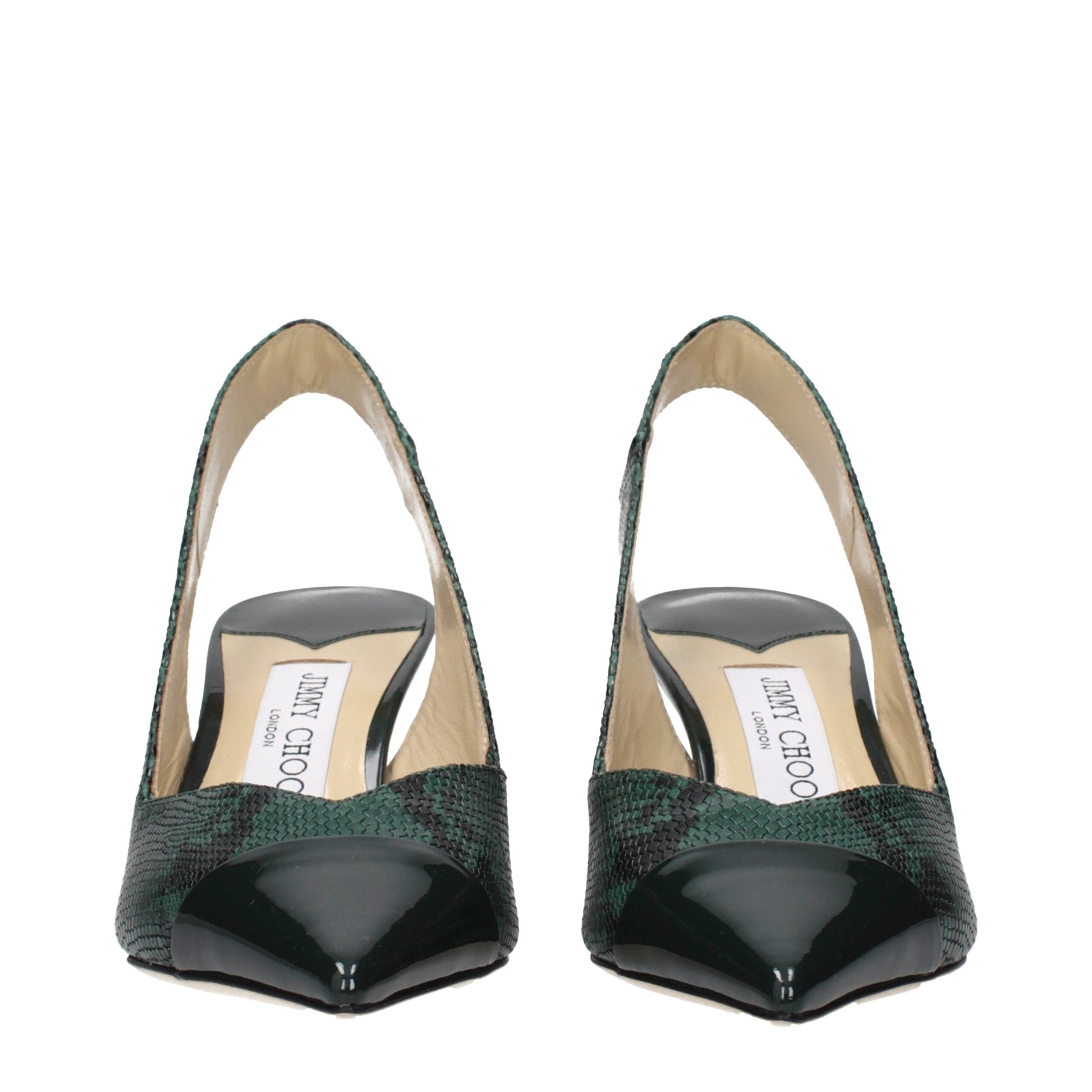 Green Leather High Heel Pumps Shoes Jimmy Choo