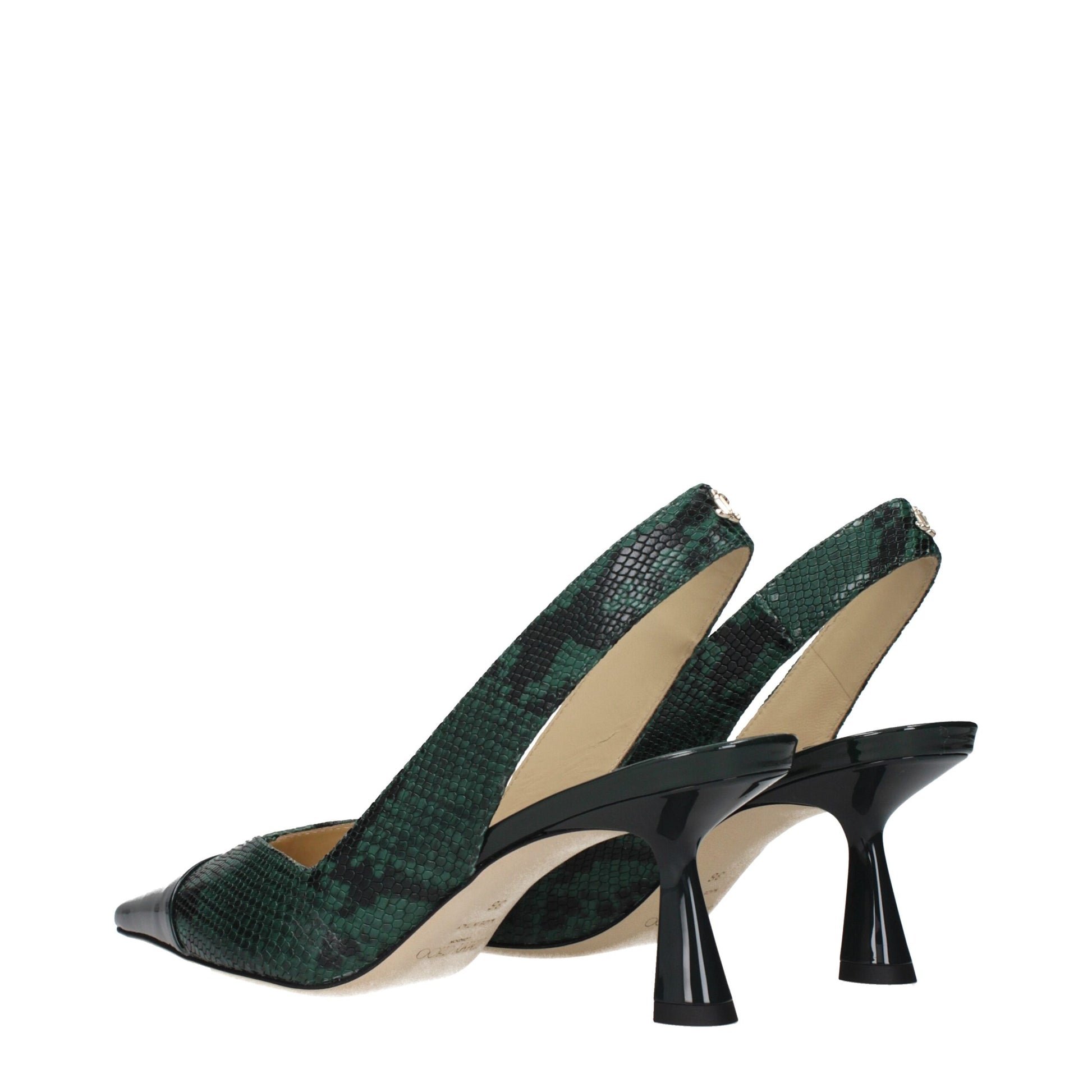 Green Leather High Heel Pumps Shoes Jimmy Choo