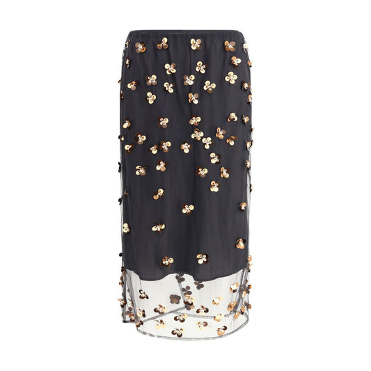 Black Polyamide Midi Skirt