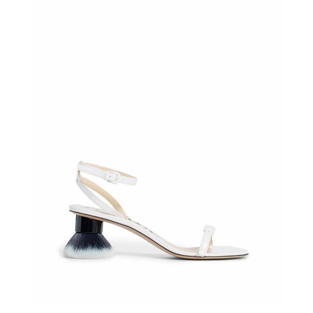 White Lamb Leather Stiletto Heel Sandals Shoes Loewe