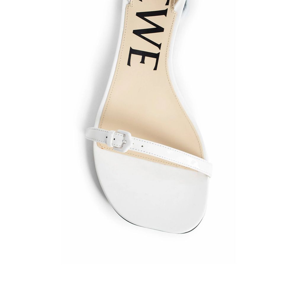 White Lamb Leather Stiletto Heel Sandals Shoes Loewe