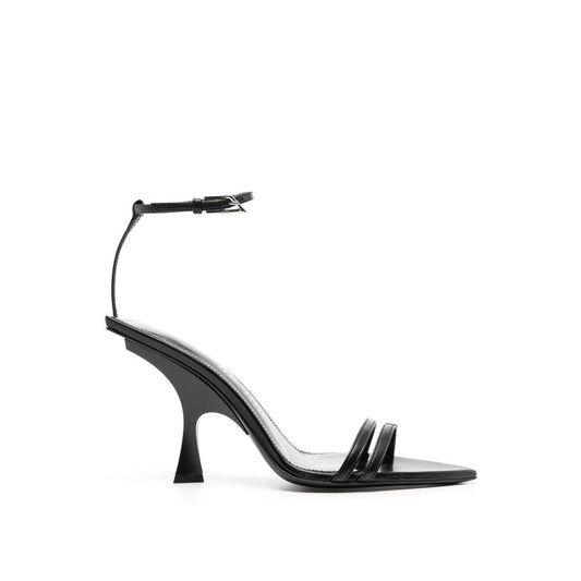 Black Silk Stiletto Heel Sandals