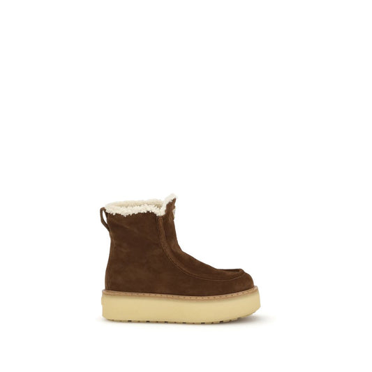 Brown Calf Leather Bos Taurus Ankle Boots Prada