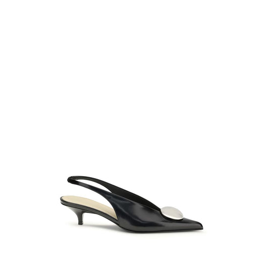 Black Calf Leather Bos Taurus Mid Heel Pumps Shoes Proenza Schouler