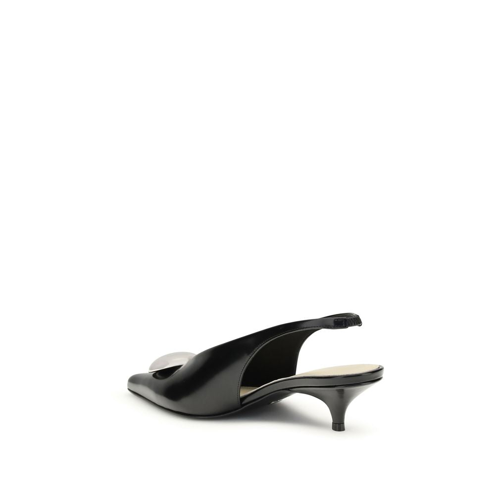 Black Calf Leather Bos Taurus Mid Heel Pumps Shoes Proenza Schouler