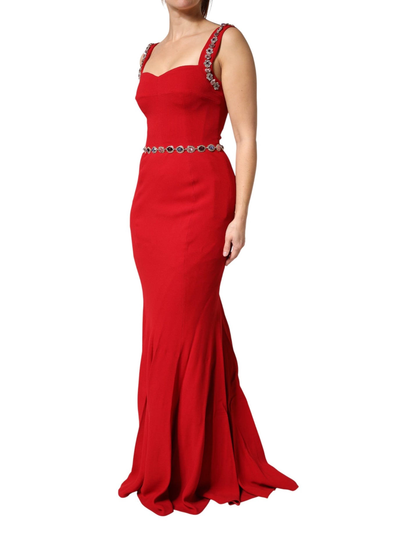 Red Embellished Sheath Mermaid Gown Dress Dress Dolce & Gabbana