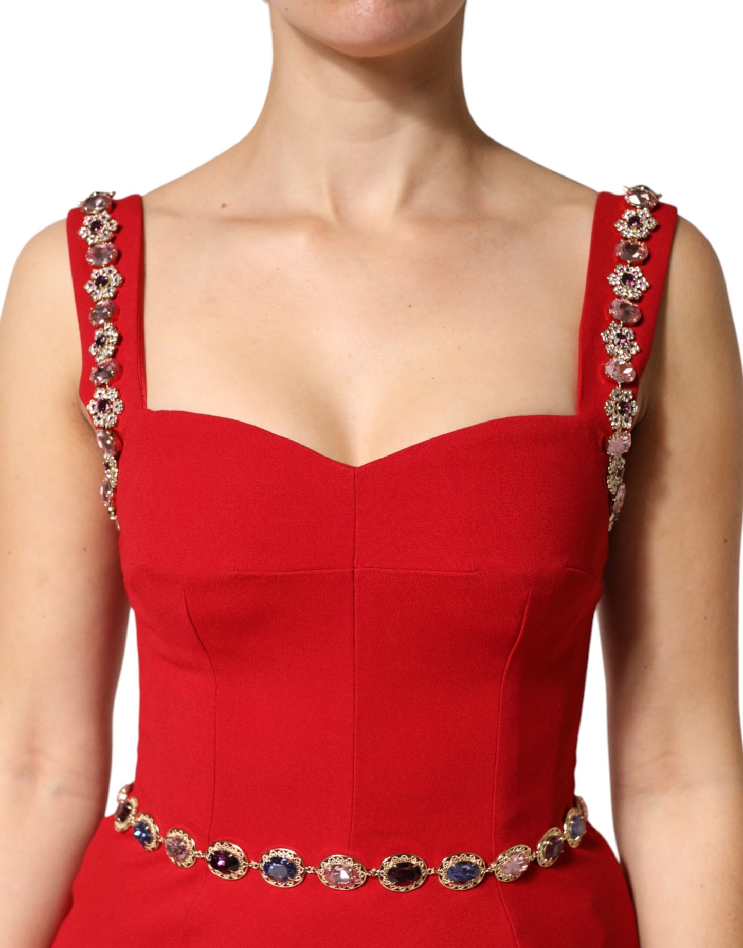 Red Embellished Sheath Mermaid Gown Dress Dress Dolce & Gabbana