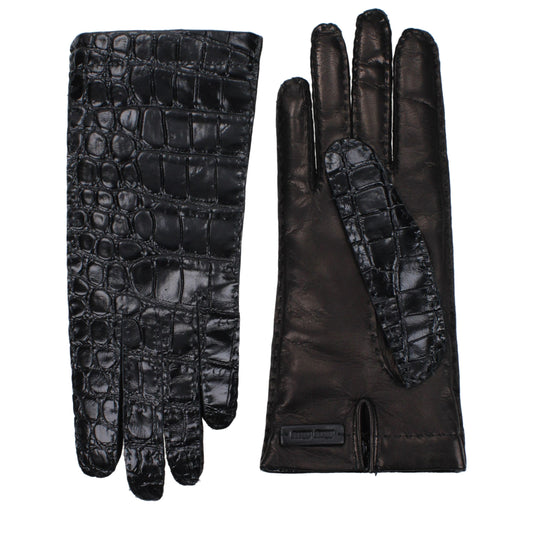 Black Leather Gloves Gloves Miu Miu